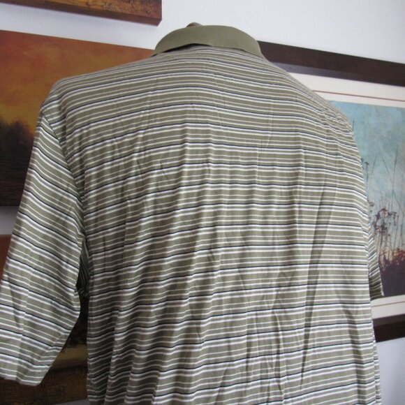 Pebble Beach Golf Shirt Size Large Men's Olive Green Logo Links Striped EUC - Picture 5 of 7